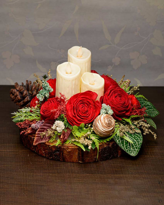 Romatic Roses Arrangement With Led Candles