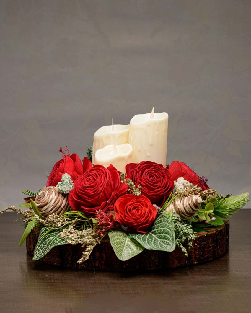 Romatic Roses Arrangement With Led Candles