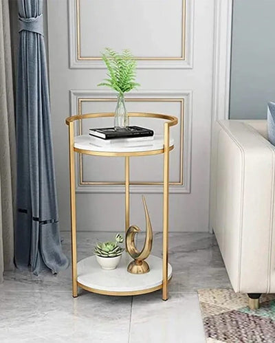 Modern 2-Layer Round Iron Side Table | 16 x 24 inches