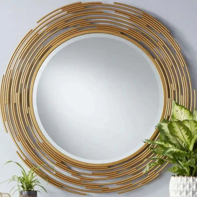 Elegant Round Dashes Metal Wall Mirror | 24 inches