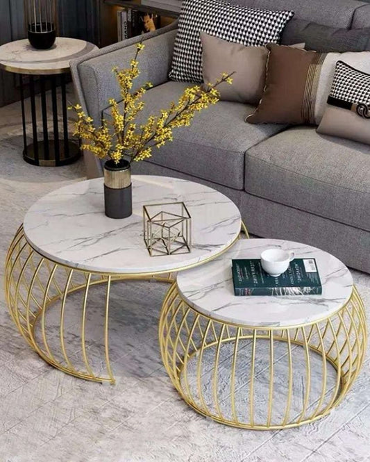 Posh Round Iron Nesting Coffee Tables | Set of 2