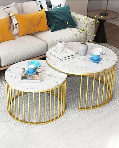 Vintage Round Iron Nesting Coffee Tables | Set of 2