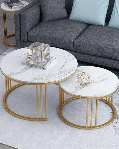 Synthetic Iron Round Nesting Coffee Tables | Set of 2