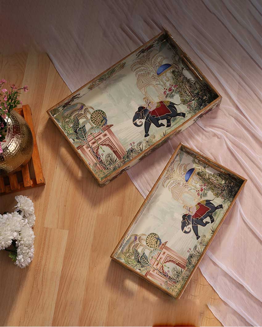 Stunning Royal Elephant Serving Mdf Trays | Set Of 2