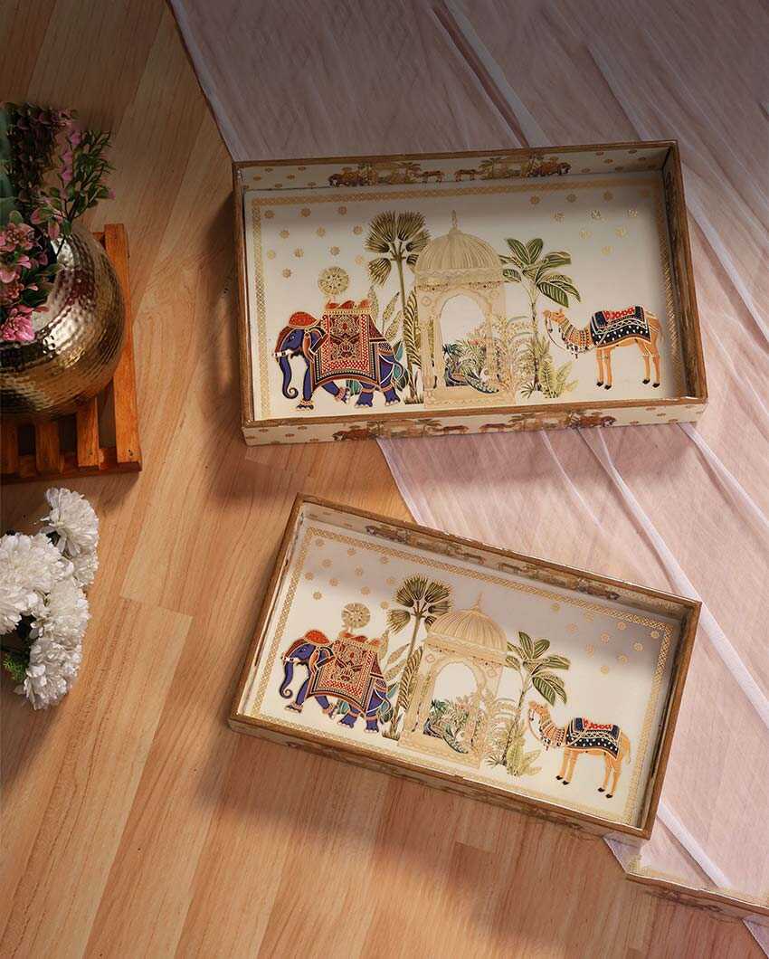 Traditional Royal Camel Serving Mdf Trays | Set Of 2