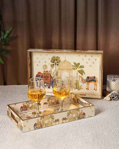 Traditional Royal Camel Serving Mdf Trays | Set Of 2