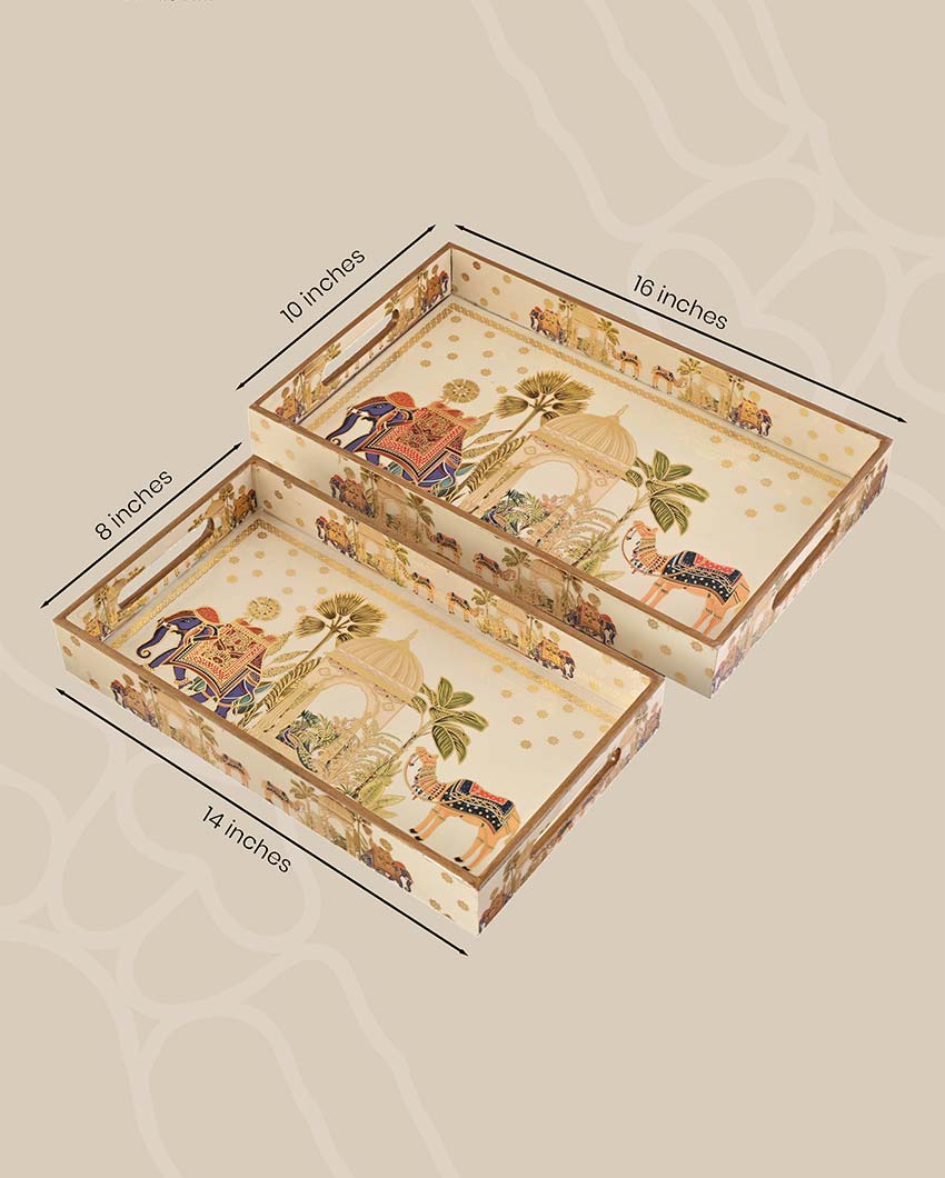 Traditional Royal Camel Serving Mdf Trays | Set Of 2