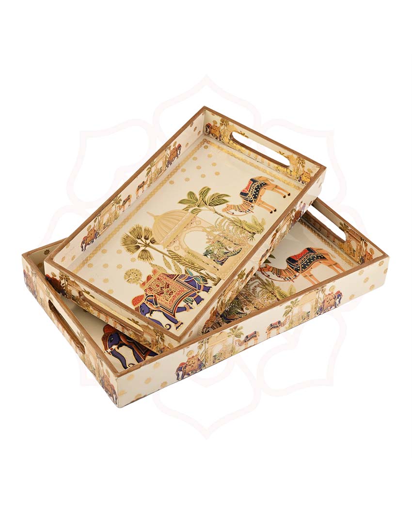 Traditional Royal Camel Serving Mdf Trays | Set Of 2