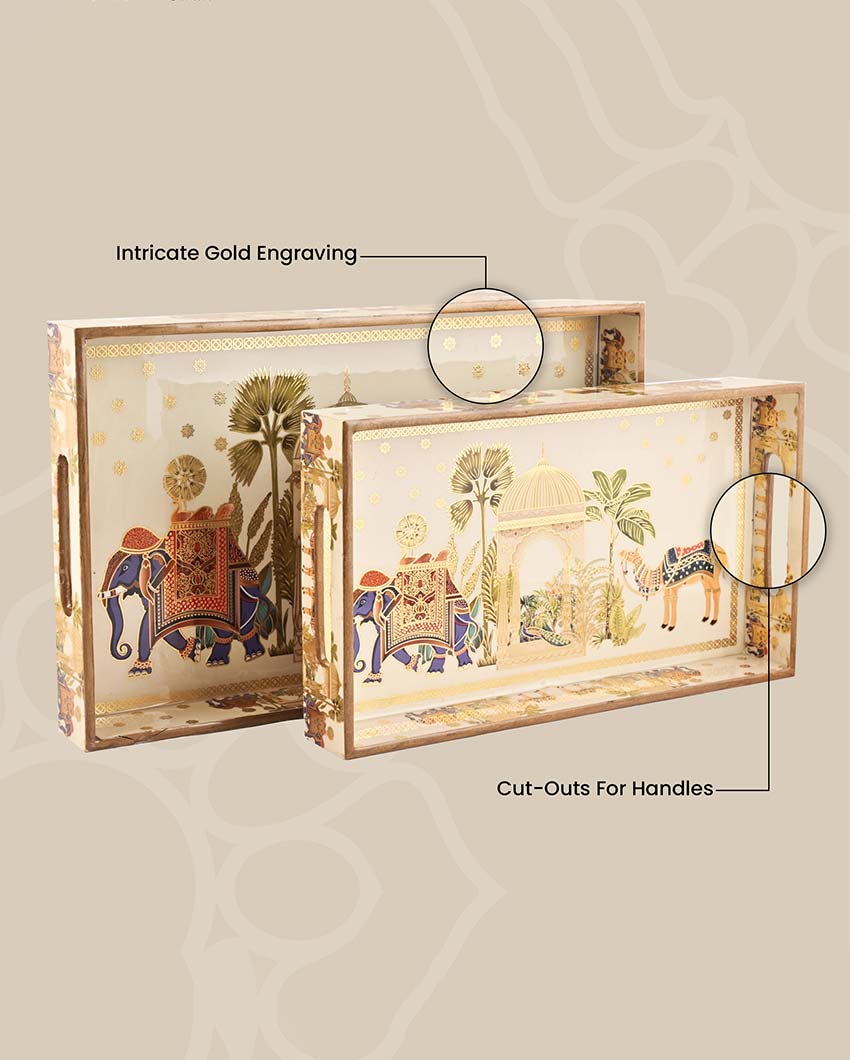 Traditional Royal Camel Serving Mdf Trays | Set Of 2