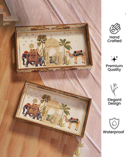 Traditional Royal Camel Serving Mdf Trays | Set Of 2