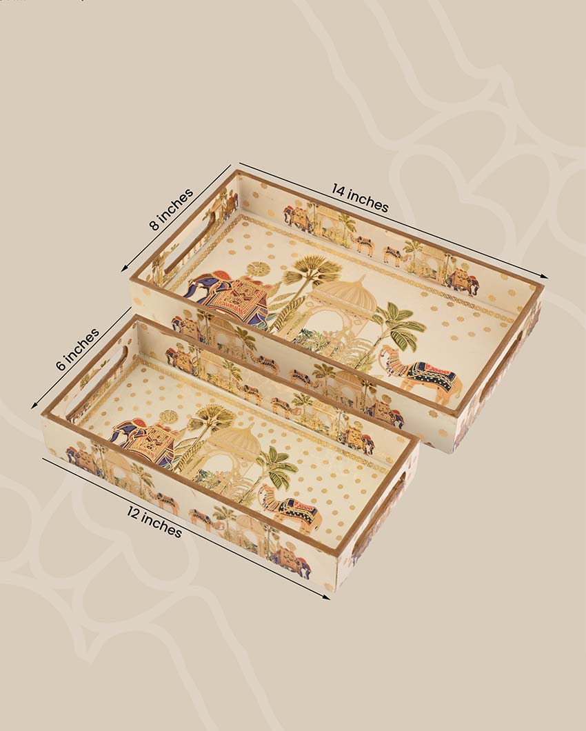 Vintage Royal Camel Serving Mdf Trays | Set Of 2