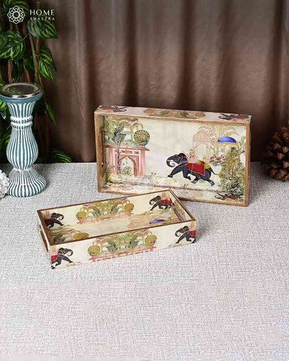 Charming Royal Elephant Serving Mdf Trays | Set Of 2