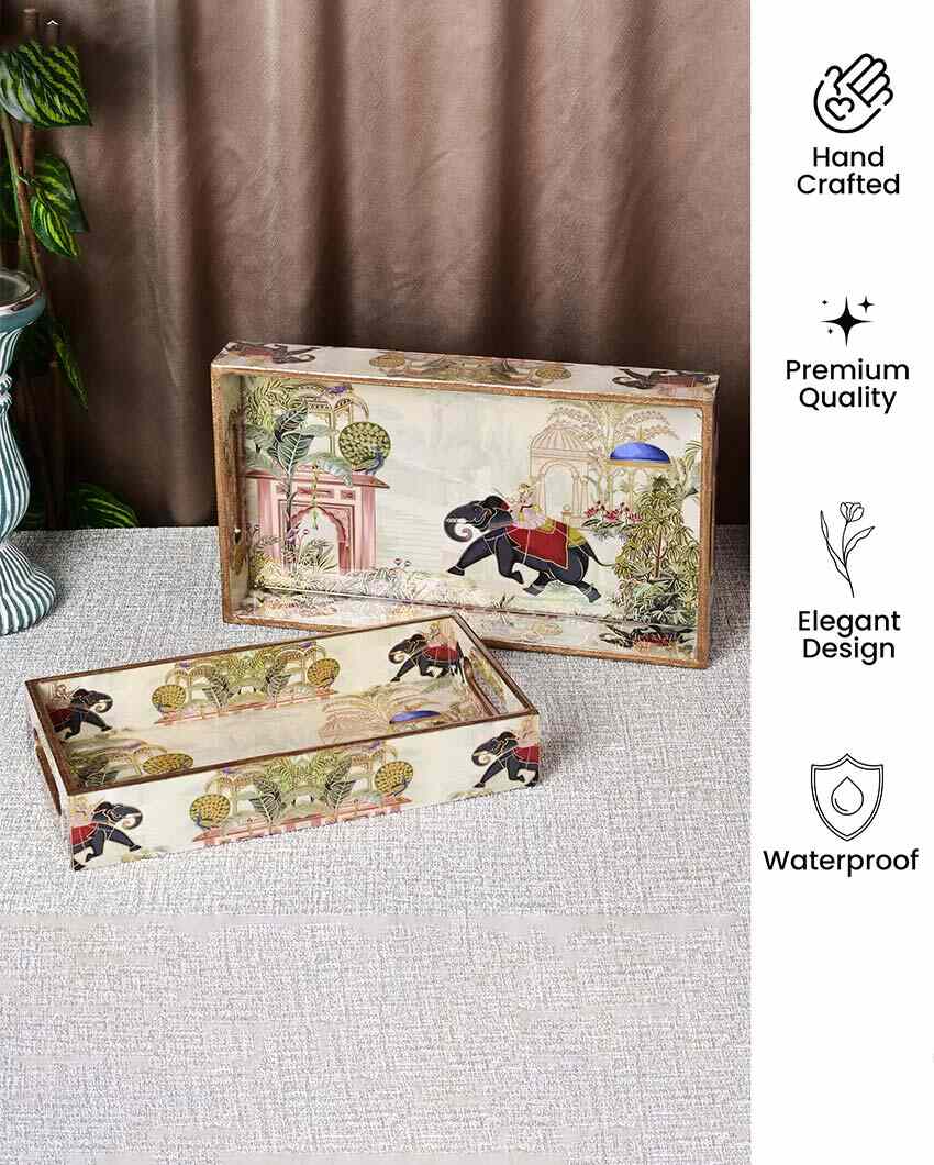 Charming Royal Elephant Serving Mdf Trays | Set Of 2