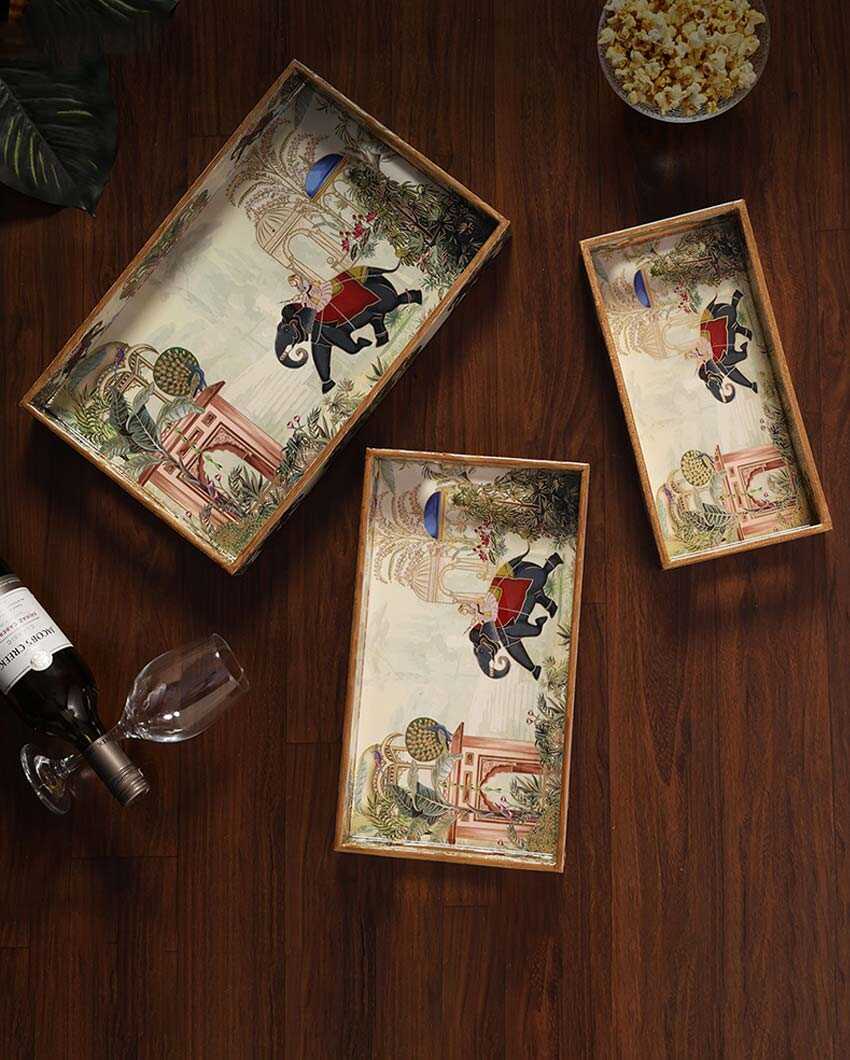 Royal Elephant Serving Mdf Trays | Set Of 3