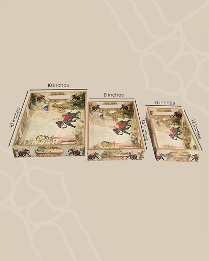 Royal Elephant Serving Mdf Trays | Set Of 3