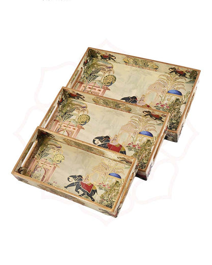 Royal Elephant Serving Mdf Trays | Set Of 3