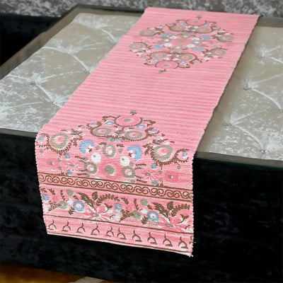 Elegant Woven Pink Fabric Dining Table Runner | 13 x 72 inches
