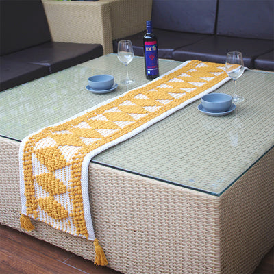 Modern Geometric Yellow Patterned Table Runner | 13 x 72 inches