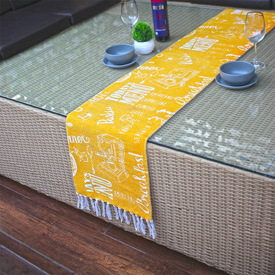 Rustic Farmhouse Style Yellow Linen Table Runner | 13 x 72 inches