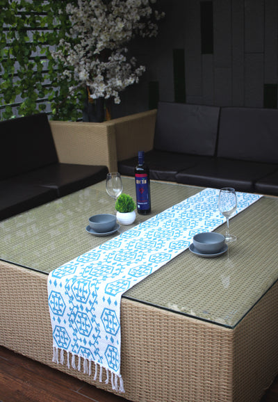 Rustic Farmhouse Style Blue Linen Table Runner | 13 x 72 inches