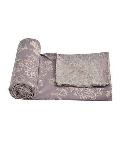 Reversible Mauve Flower Printed Kids Comfy Quilts Cover With Zipper