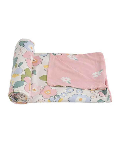 Reversible Pink Flowers & Ground Printed Kids Comfy Quilts Cover