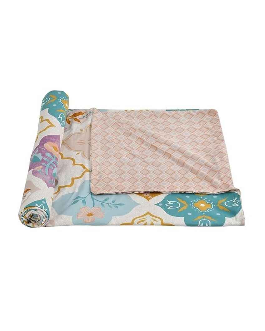 Reversible Purple Motif Printed Kids Comfy Quilts Cover With Zipper