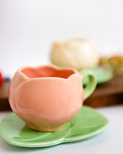 Tulip Charm Ceramic Tea Cup & Saucer Set