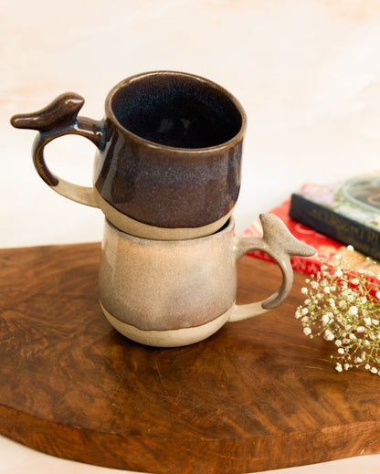 Bird Ceramic Coffee Mugs | Set Of 2 | 3 x 4 inches