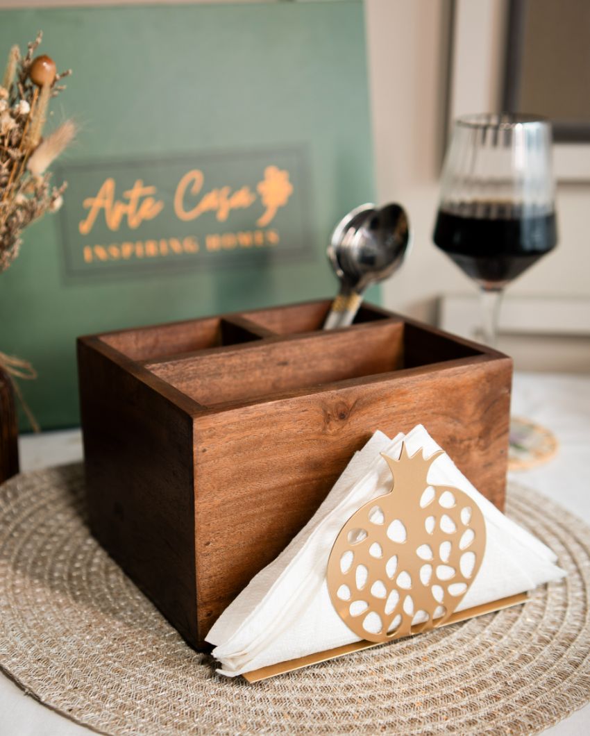 Anar Wooden Cutlery Tissue Holder | 9 x 8 x 6 inches