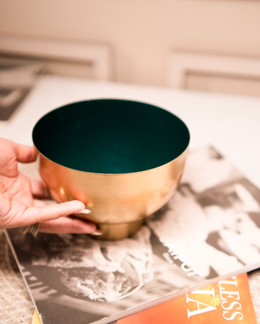 Dual Tone Delight Metal Bowl | 6 x 4 inches