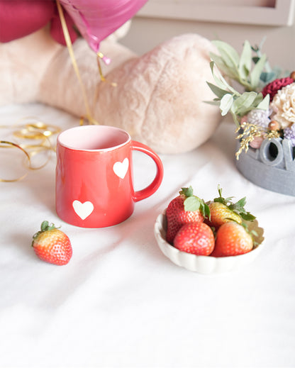 Radiant Red Heart Coffee Ceramic Mug | 3 x 4 inches