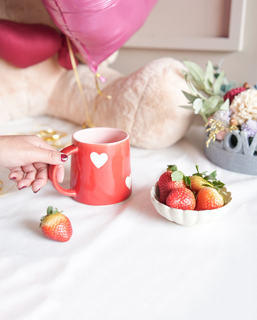 Radiant Red Heart Coffee Ceramic Mug | 3 x 4 inches