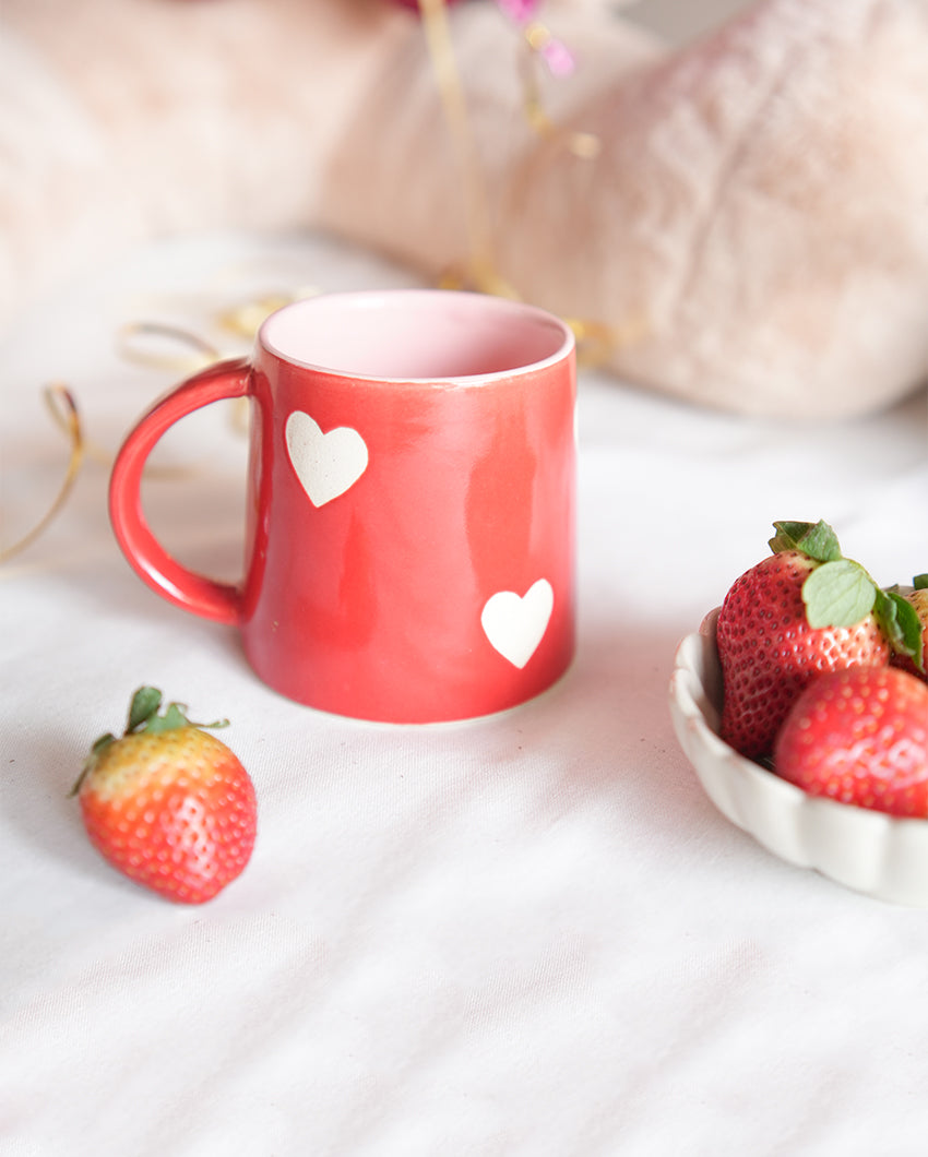 Radiant Red Heart Coffee Ceramic Mug | 3 x 4 inches