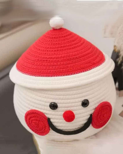 Snowman Small Lid Cotton Storage Basket