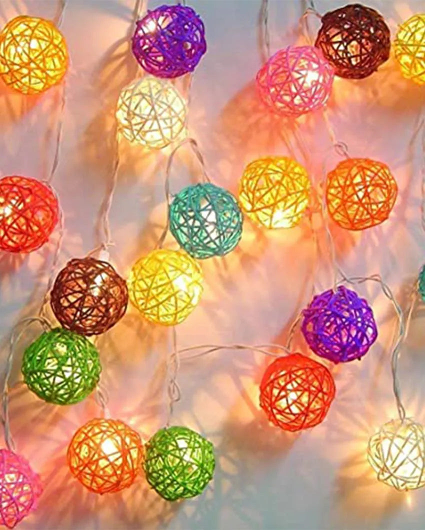 Multicolor 15 Bamboo Ball Fairy String Lights Wall Light