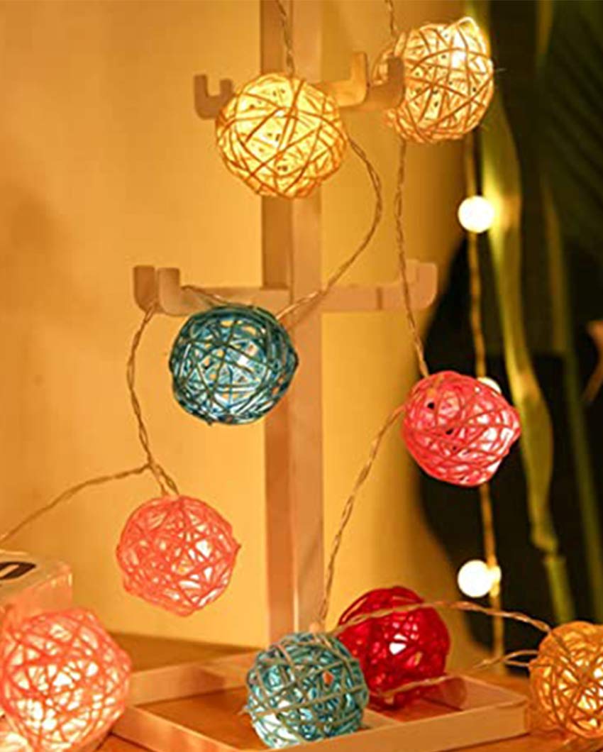 Multicolor 15 Bamboo Ball Fairy String Lights Wall Light