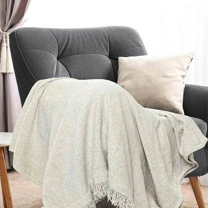 Lite Grey Chenille Polyester Throw | 71 x 51 inches