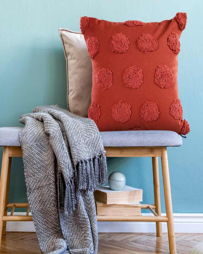 Coral Tufted Dots Cushion Cover | 18 x 18 inches