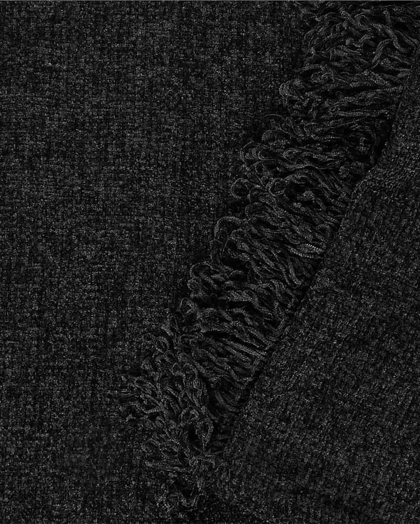 Black Chenille Polyester Throw| 71x51 inches