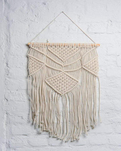 Macrame Wall Hanging With Wooden Beads | 31 x 18 inches