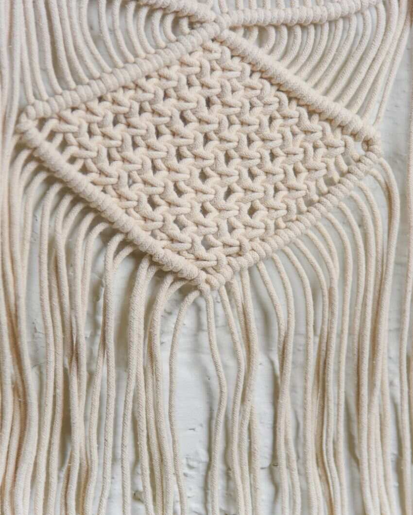 Macrame Wall Hanging With Wooden Beads | 31 x 18 inches