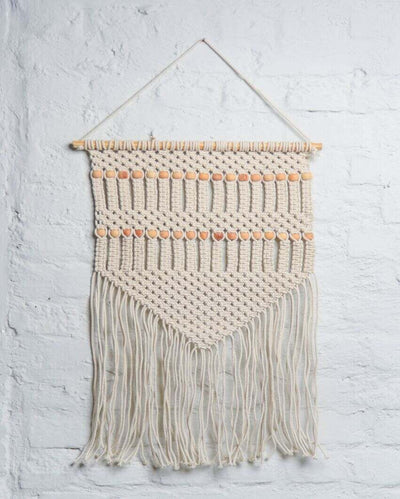 Natural Macrame Wooden Beads Wall Hanging | 29 x 19 inches