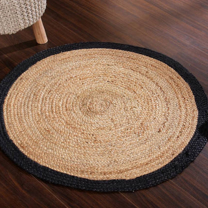 Hand Braided Black Border Jute Rug | 39 inches