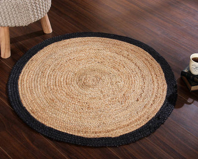 Hand Braided Black Border Jute Rug | 39 inches