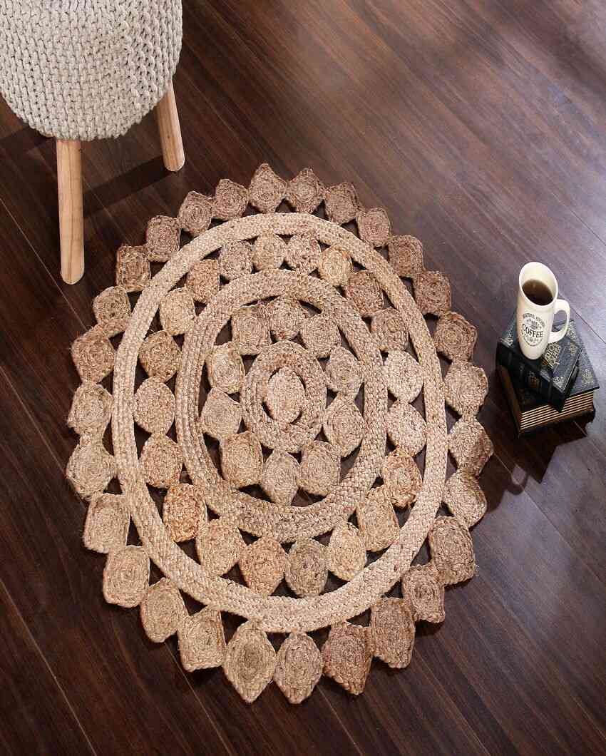 Diamond Pattern Braided Jute Rug | 39 inches