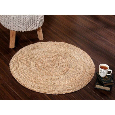 Simple Round Design Jute Area Rug |  35 inches