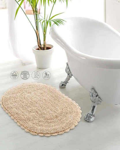 Soild Color Reversible Cotton Bathmat Beige