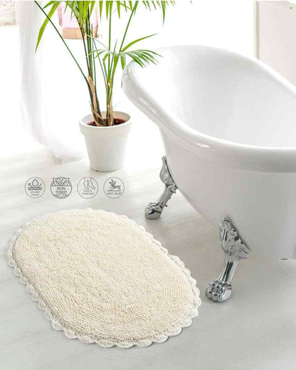 Soild Color Reversible Cotton Bathmat Off White