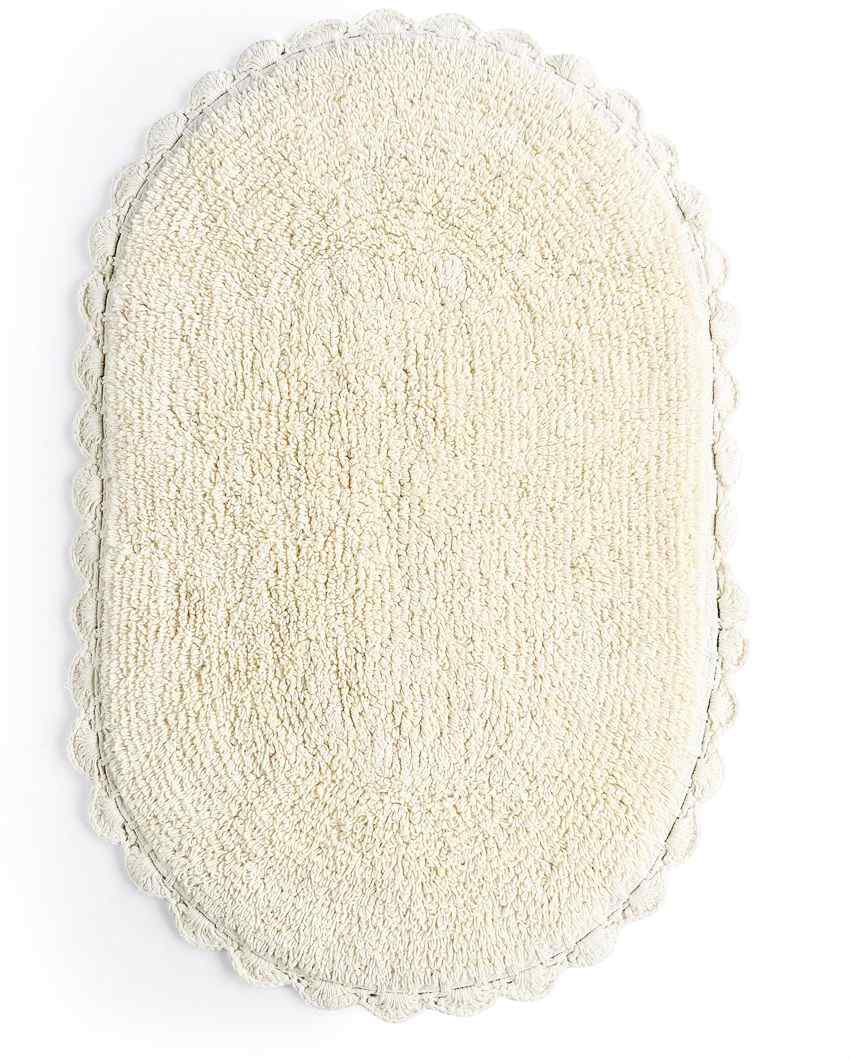 Soild Color Reversible Cotton Bathmat Off White